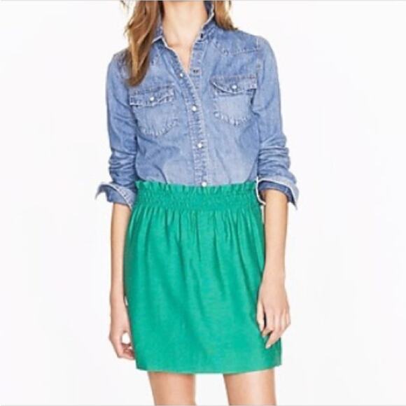 2/$30 J. Crew Crinkle City Mini Skirt Green Pull On Size 00 - Picture 1 of 8